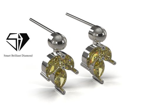 Marquise Cluster Stud Earrings STL file for casting je0182 3D print model 3D Print Model