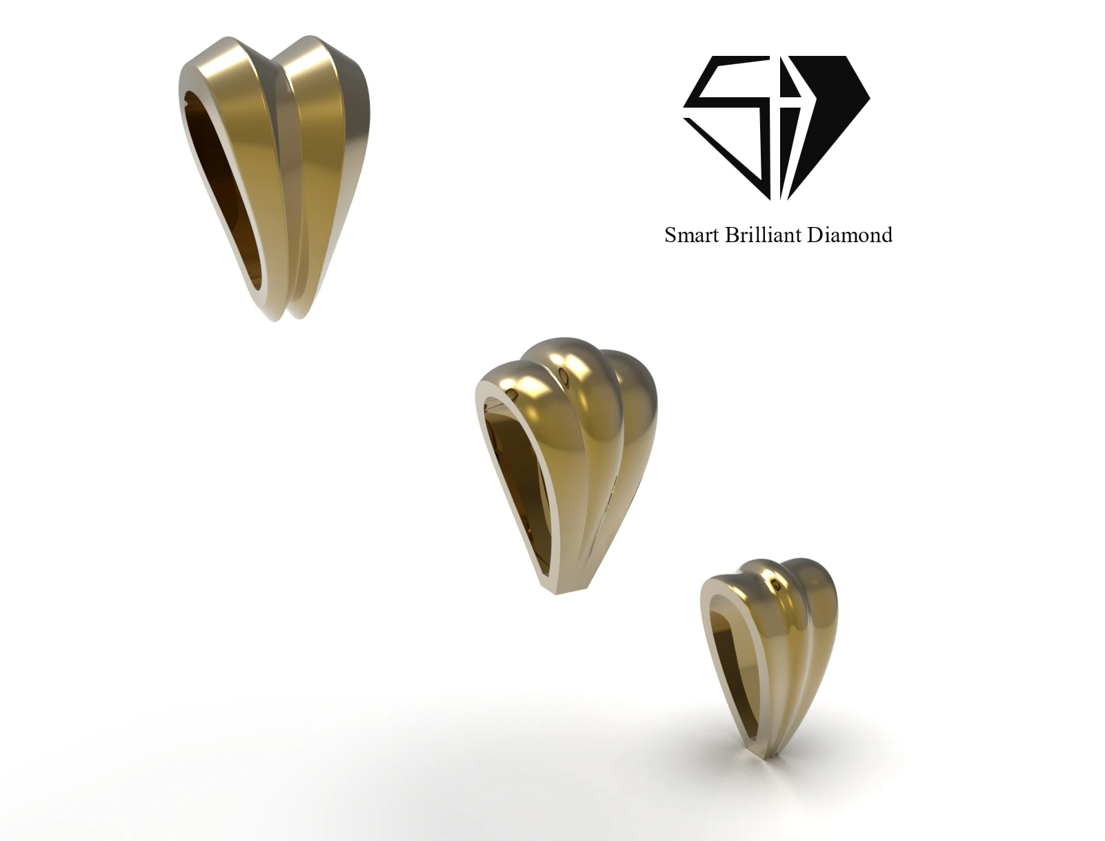 Modern Triple Ribbon Jewelry Bail 3 dimensioni 3D Print Ready gl0047 Modello di stampa 3D .c4d .max .obj .3ds .fbx .stl .blend 