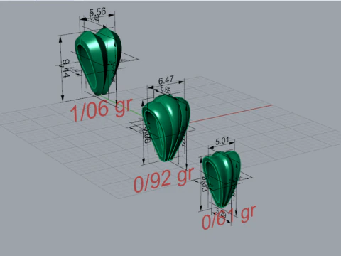Modern Triple Ribbon Jewelry Bail 3 dimensioni 3D Print Ready gl0047 Modello di stampa 3D