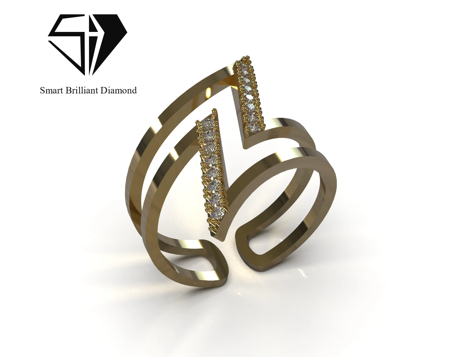 Modern Geometric Double Band Ring 3D Print Ready jr00377 3D Print Model .c4d .max .obj .3ds .fbx .stl .blend