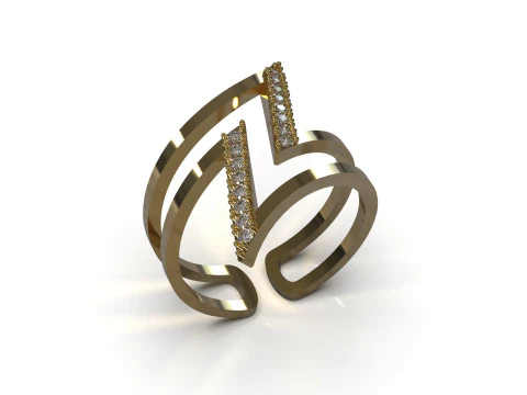 Modern Geometric Double Band Ring 3D Print Ready jr00377 3D Print Model
