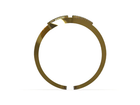 Modern Geometric Double Band Ring 3D Print Ready jr00377 3D Print Model