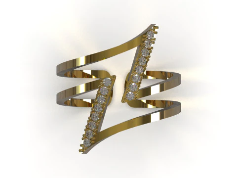 Modern Geometric Double Band Ring 3D Print Ready jr00377 3D Print Model