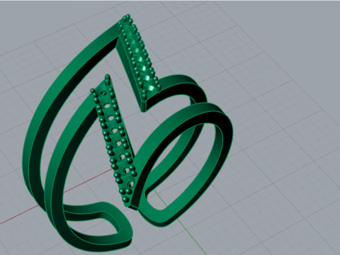 Modern Geometric Double Band Ring 3D Print Ready jr00377 3D Print Model