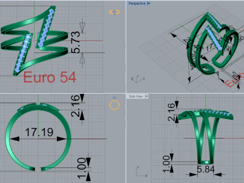 Modern Geometric Double Band Ring 3D Print Ready jr00377 3D Print Model
