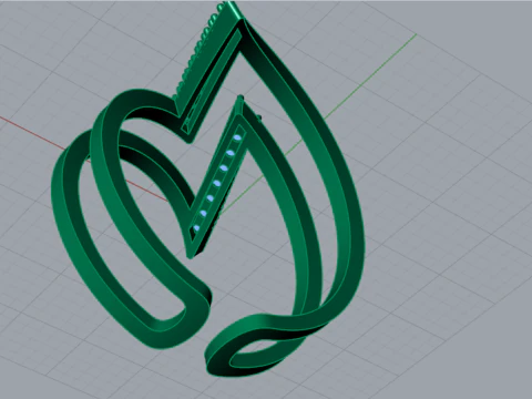 Modern Geometric Double Band Ring 3D Print Ready jr00377 3D Print Model