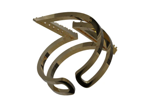 Modern Geometric Double Band Ring 3D Print Ready jr00377 3D Print Model