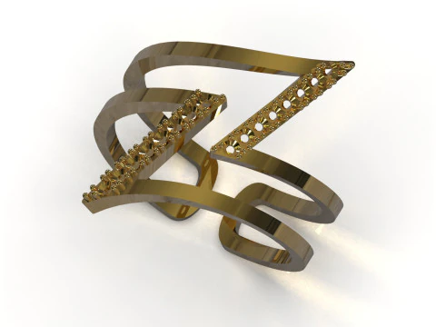 Modern Geometric Double Band Ring 3D Print Ready jr00377 3D Print Model