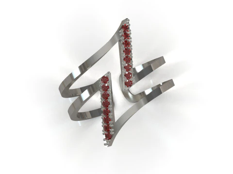 Modern Geometric Double Band Ring 3D Print Ready jr00377 3D Print Model