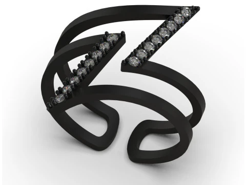 Modern Geometric Double Band Ring 3D Print Ready jr00377 3D Print Model