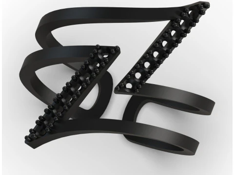 Modern Geometric Double Band Ring 3D Print Ready jr00377 3D Print Model