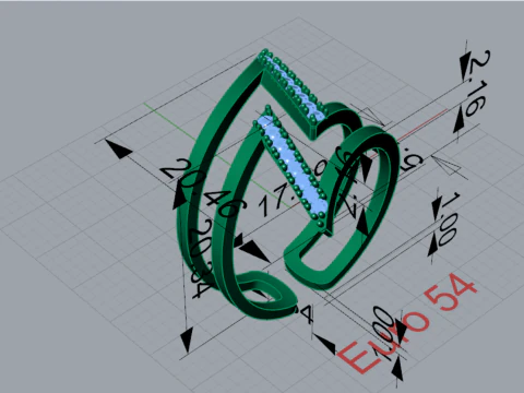 Modern Geometric Double Band Ring 3D Print Ready jr00377 3D Print Model