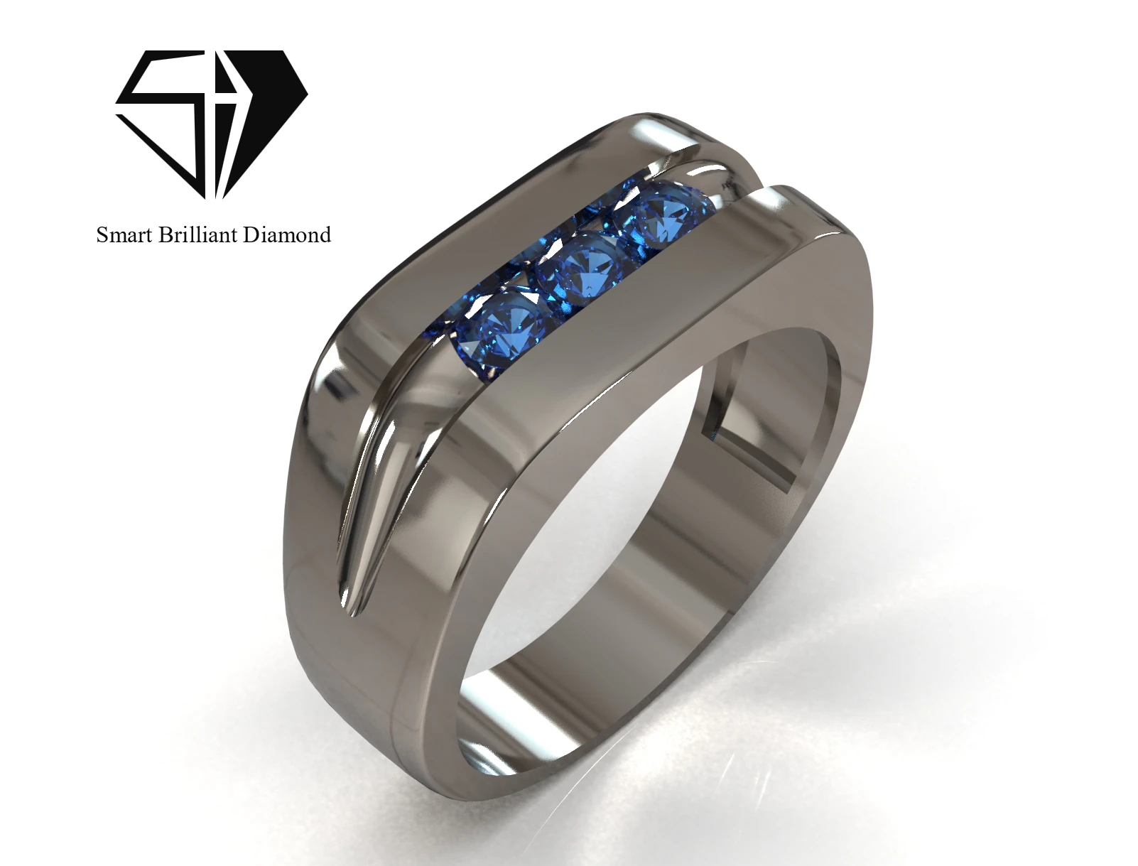 Modern Mens Sapphire Ring 3D Print mr0370 3D print model 3D Print Model .c4d .max .obj .3ds .fbx .stl .blend 