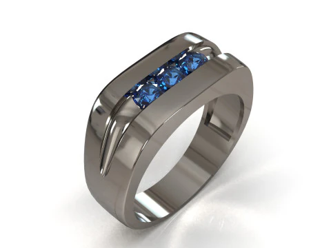 Modern Mens Sapphire Ring 3D Print mr0370 3D print model 3D Print Model