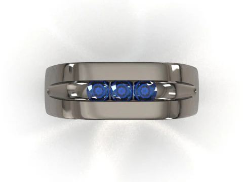 Modern Mens Sapphire Ring 3D Print mr0370 3D print model 3D Print Model