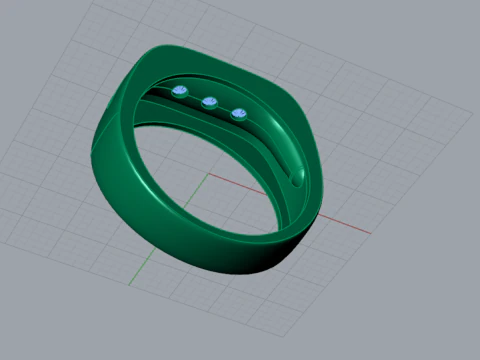 Modern Mens Sapphire Ring 3D Print mr0370 3D print model 3D Print Model