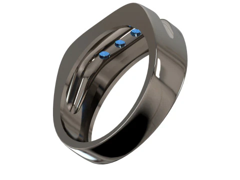 Modern Mens Sapphire Ring 3D Print mr0370 3D print model 3D Print Model