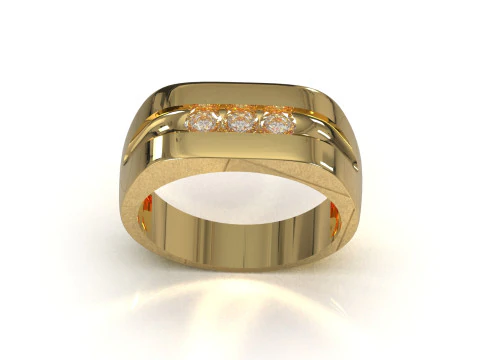 Modern Mens Sapphire Ring 3D Print mr0370 3D print model 3D Print Model