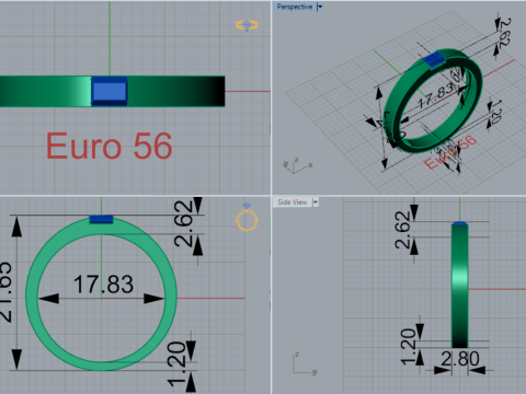 Minimalistische Emerald Cut 3D-ring mr0373 3D printmodel