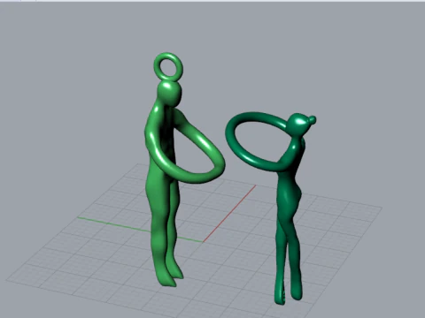 Modern Design Figurative Lovers Couple Pendant CAD File gp0500 3D Print Model
