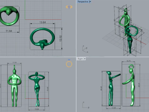 Modern Design Figurative Lovers Couple Pendant CAD File gp0500 3D Print Model
