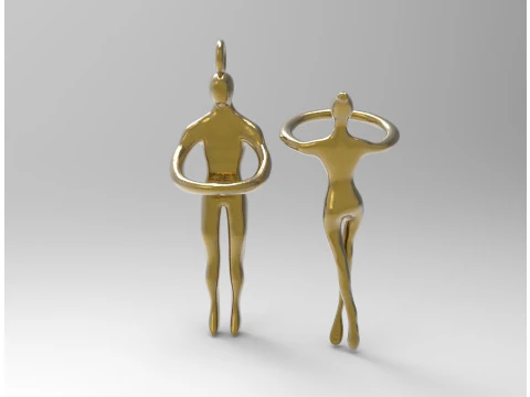 Modern Design Figurative Lovers Couple Pendant CAD File gp0500 3D Print Model