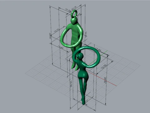 Modern Design Figurative Lovers Couple Pendant CAD File gp0500 3D Print Model