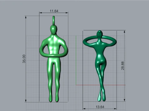 Modern Design Figurative Lovers Couple Pendant CAD File gp0500 3D Print Model