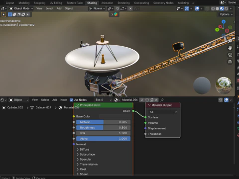 Voyager 1 - 2 Spacecraft 3D Model