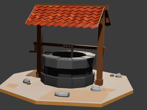 Стилизованный низкополигональный колодец желаний 3D Модель