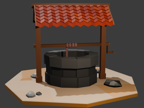 Low Poly stylisé souhaitant bien Modèle 3D