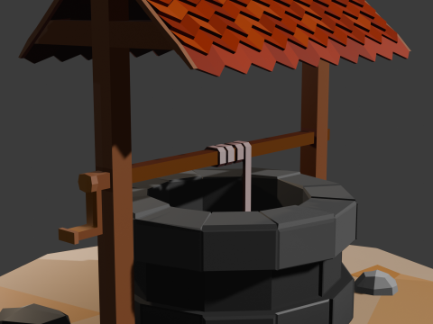 Low Poly stylisé souhaitant bien Modèle 3D