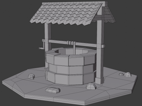 Low Poly stylisé souhaitant bien Modèle 3D