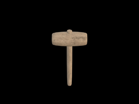 Marteau en bois série 05 PBR 4K Modèle 3D
