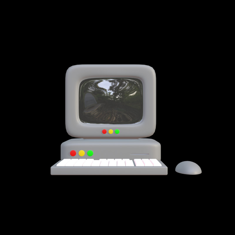 Model Komputer Tepi Lembut Gaya Retro Desain Bergaya Poli Rendah Model 3D .c4d .max .obj .3ds .fbx .stl .blend 