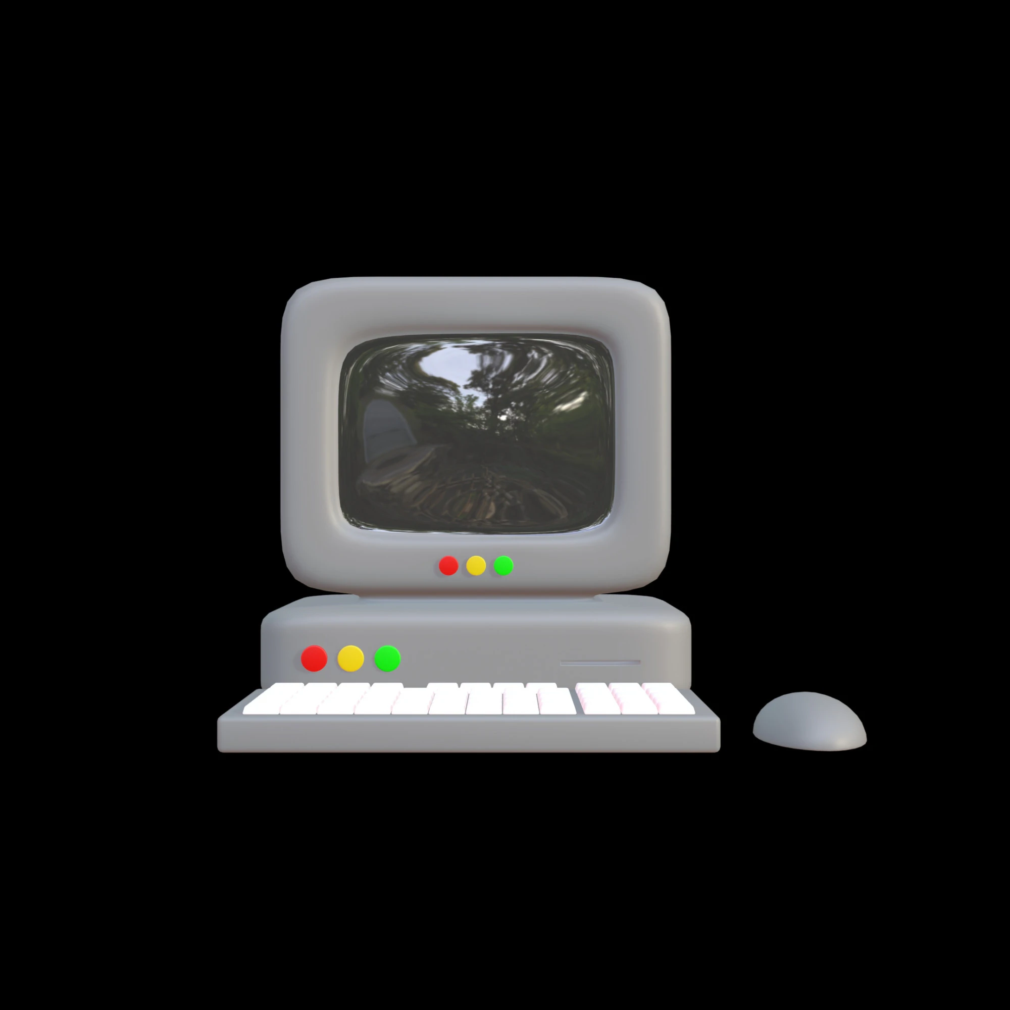 Retro Style Soft Edge Computer Model Low Poly Stylized Design 3D Model .c4d .max .obj .3ds .fbx .stl .blend