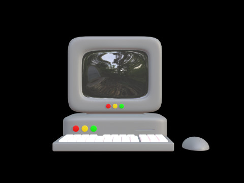 Modelo de computadora de borde suave estilo retro Diseño estilizado de baja poli Modelo 3D