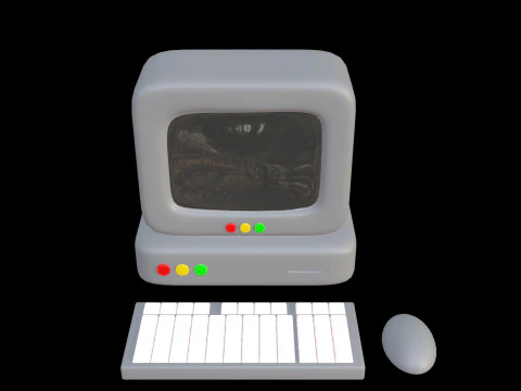Retro Style Soft Edge Computer Model Low Poly Stylized Design 3D Model