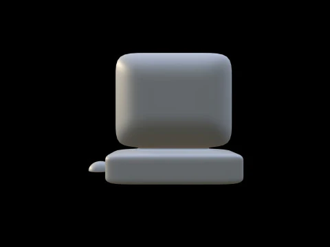 Retro Style Soft Edge Computer Model Low Poly Stylized Design 3D Model