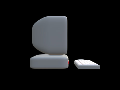 Model Komputer Tepi Lembut Gaya Retro Desain Bergaya Poli Rendah Model 3D