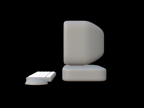 Model Komputer Tepi Lembut Gaya Retro Desain Bergaya Poli Rendah Model 3D