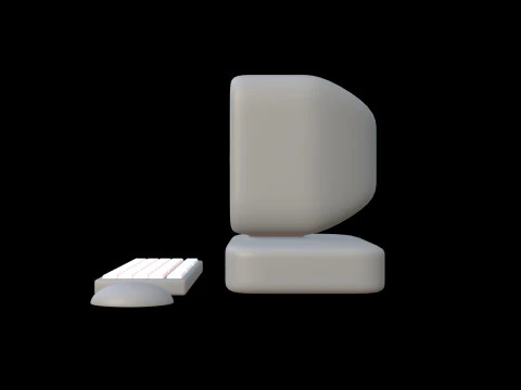 Retro Style Soft Edge Computer Model Low Poly Stylized Design 3D Model