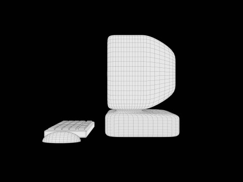 Model Komputer Tepi Lembut Gaya Retro Desain Bergaya Poli Rendah Model 3D