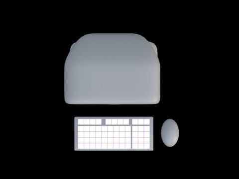 Model Komputer Tepi Lembut Gaya Retro Desain Bergaya Poli Rendah Model 3D