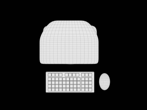 Model Komputer Tepi Lembut Gaya Retro Desain Bergaya Poli Rendah Model 3D