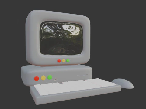 Retro Style Soft Edge Computer Model Low Poly Stylized Design 3D Model