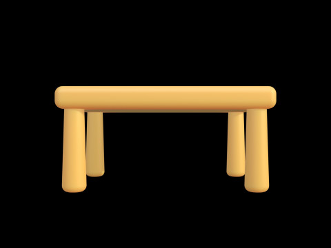 Stylized Soft-Edge Table Cute Minimalist 3D Model