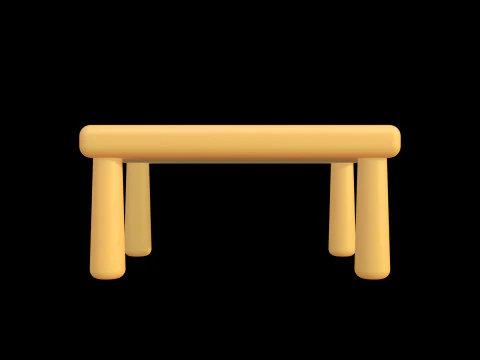 Stylized Soft-Edge Table Cute Minimalist 3D Model