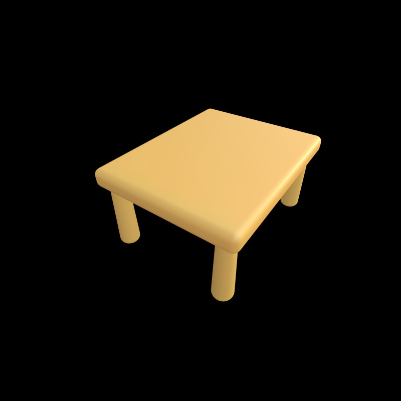 Stylized Soft-Edge Table Cute Minimalist 3D Model .c4d .max .obj .3ds .fbx .stl .blend 