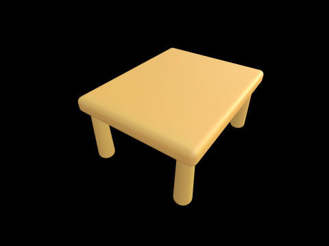Mesa Estilizada com Borda Suave Fofa Minimalista Modelo 3D